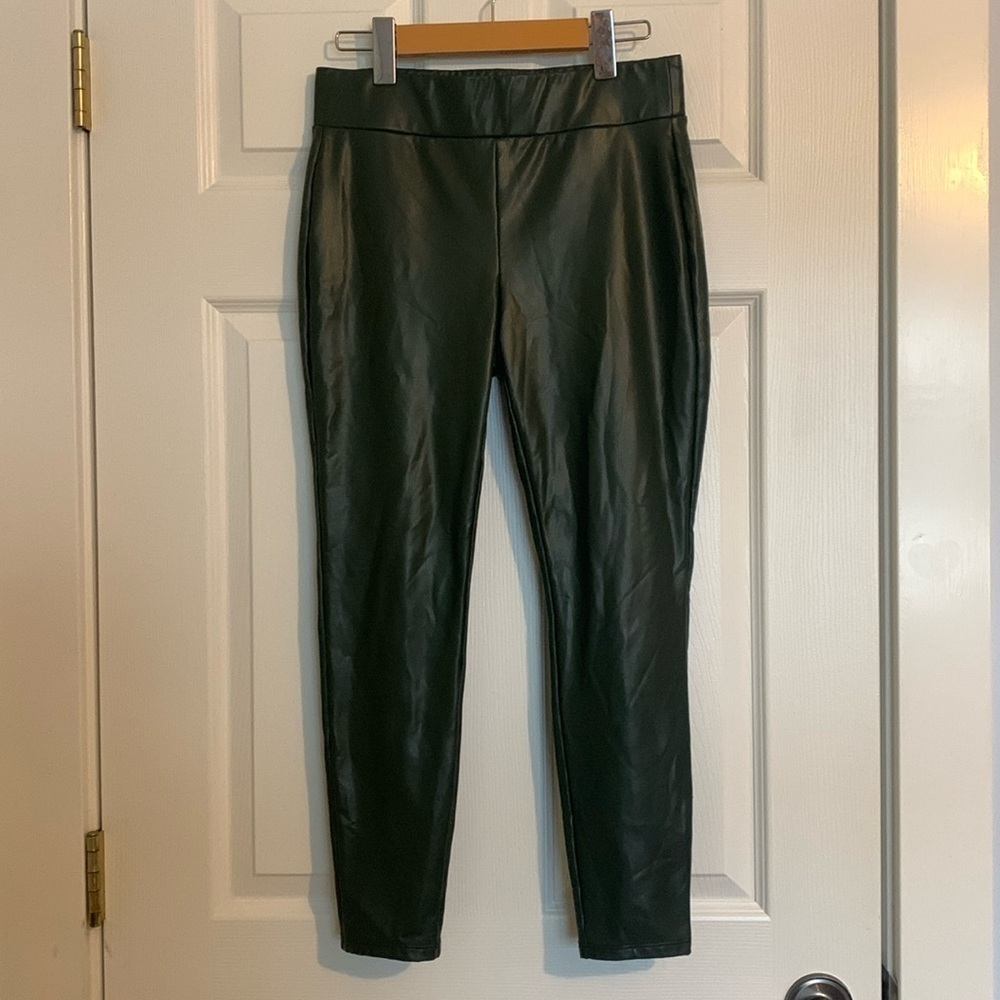 LOFT Faux Leather Leggings Pants Dark Green Women’s Size small lined NWOT party